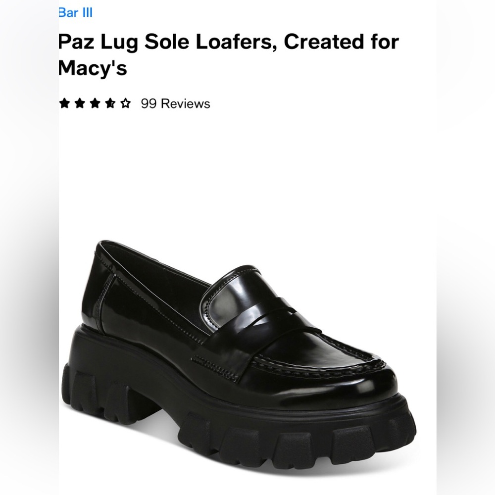 Bar III Black Paz Lug Sole Loafers